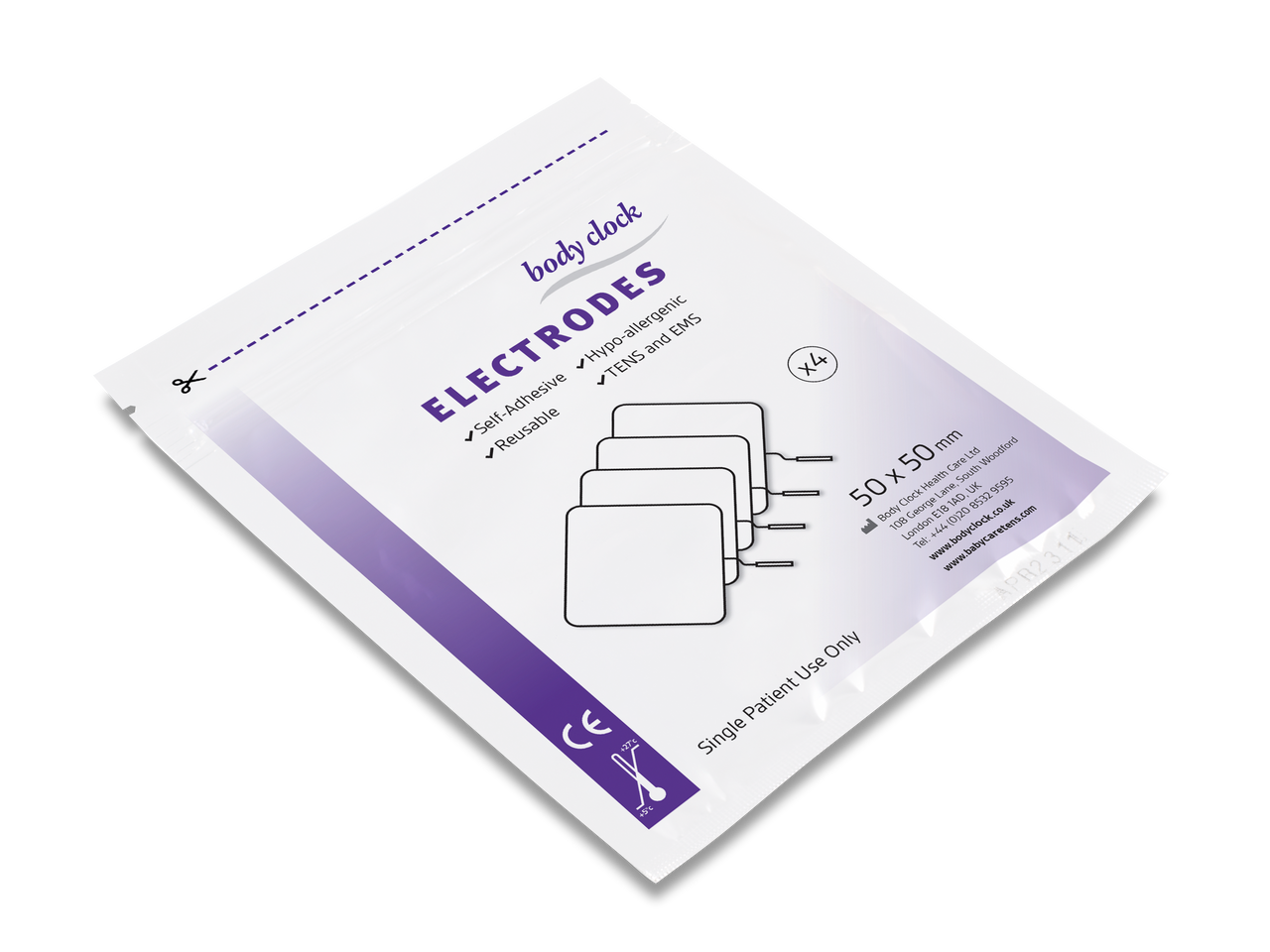 Firkantede TENS elektroder 50 x 50mm (4 stk)