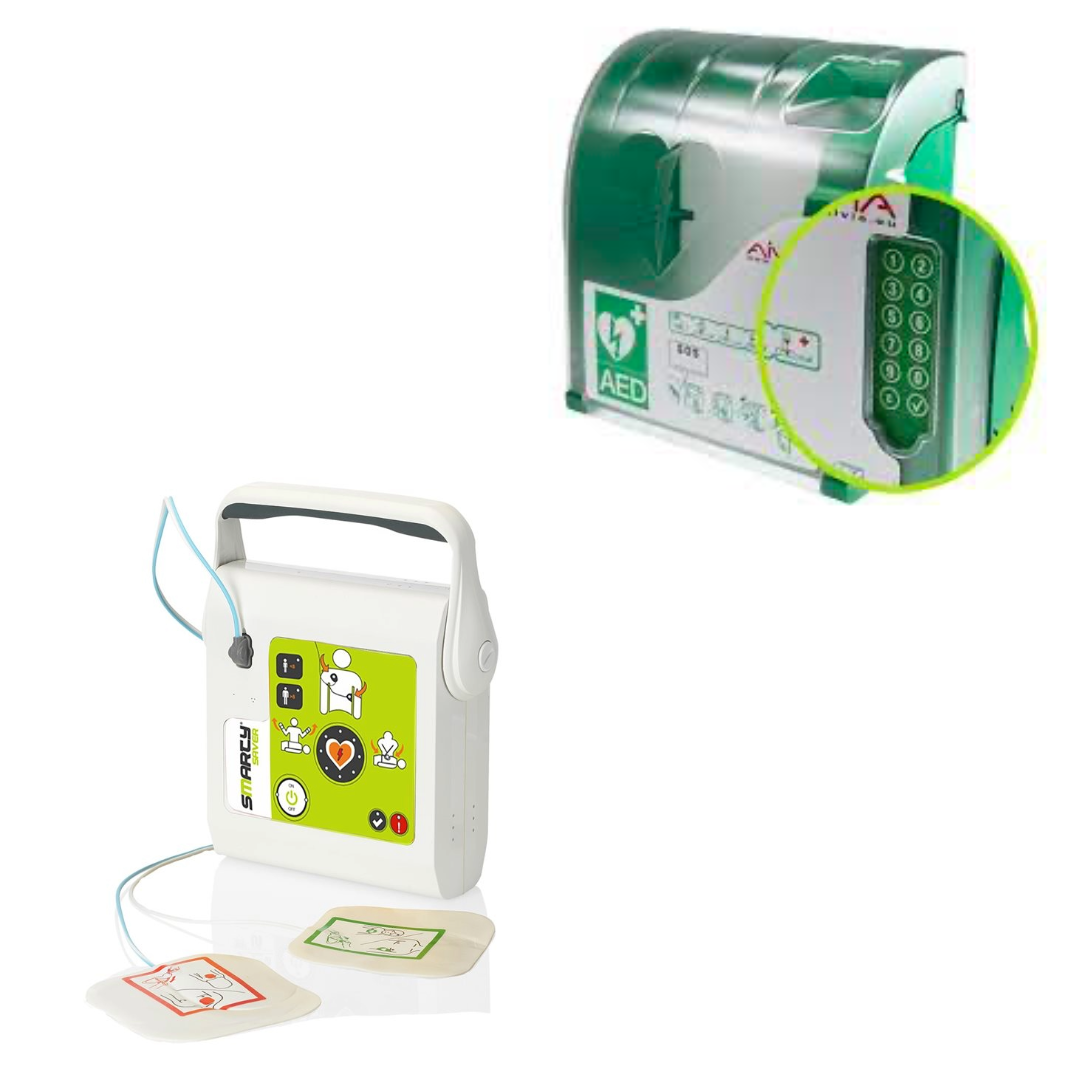 Smarty®Saver hjertestarter & Aivia 210 utendørs hjertestarter med PIN kode.